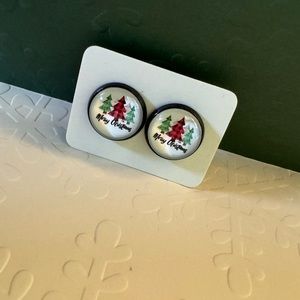❄️ SALE! BRAND NEW Holiday Christmas Earrings .5” Metal & Glass